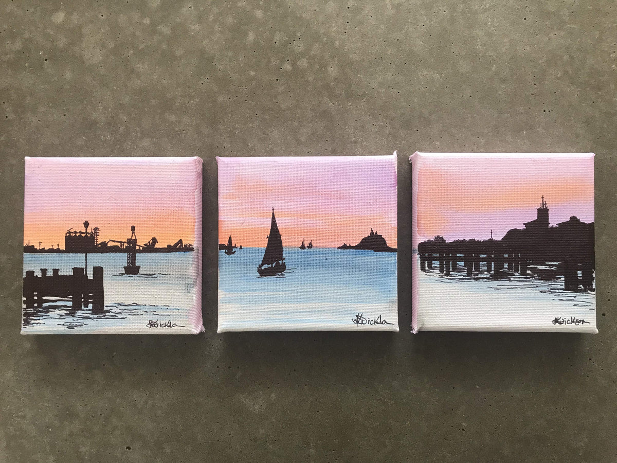 Newcastle Silhouette Mini Triptych